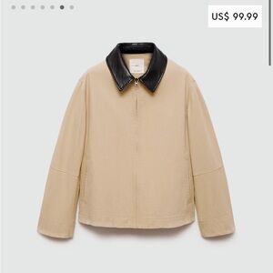 Mango contrast collar ecru jacket